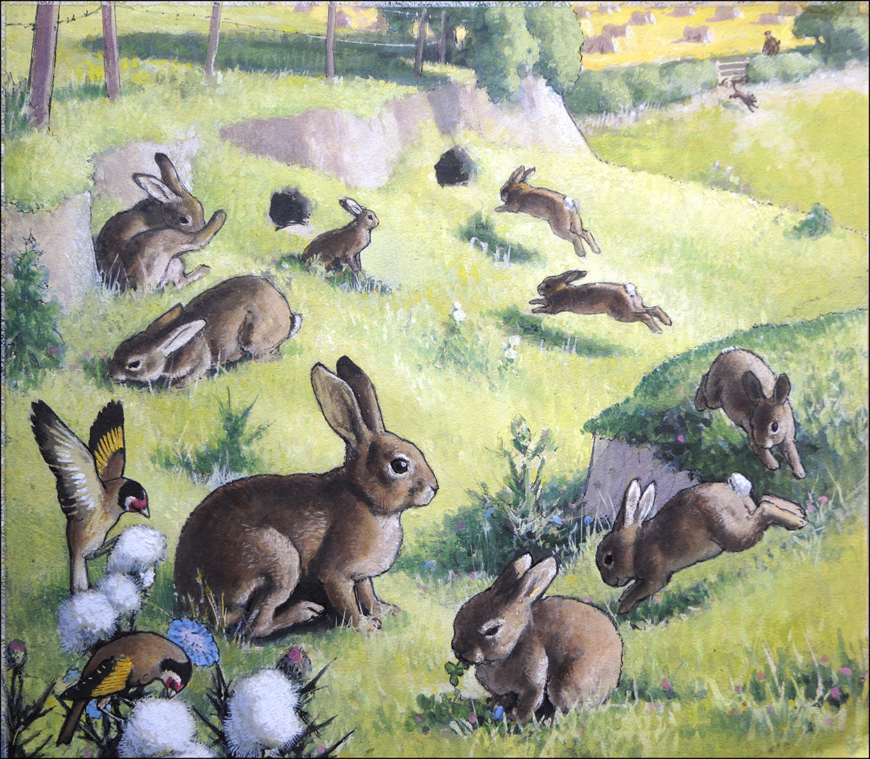 Bouncing Bunnies (Original) art by G W Backhouse at The Illustration Art Gallery