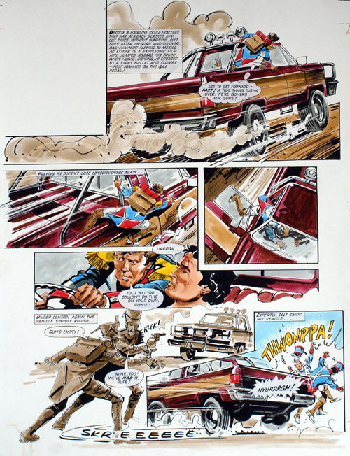 The Fall Guy starring Lee Majors from Look I #1 page 9 (Original) by The Fall Guy (Baikie) at The Illustration Art Gallery