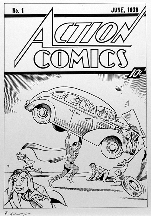 Action Comics 1 cover Re-Creation (Original) (Signed) by Bambos (Georgiou) at The Illustration Art Gallery