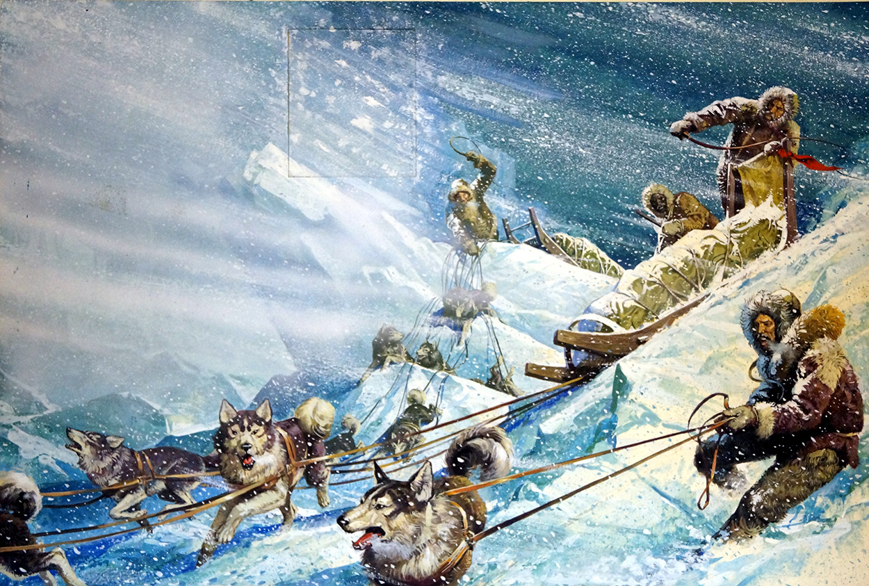Across Savage Ice - Robert Peary's Final North Pole Expedition (Original) art by Severino Baraldi Art at The Illustration Art Gallery