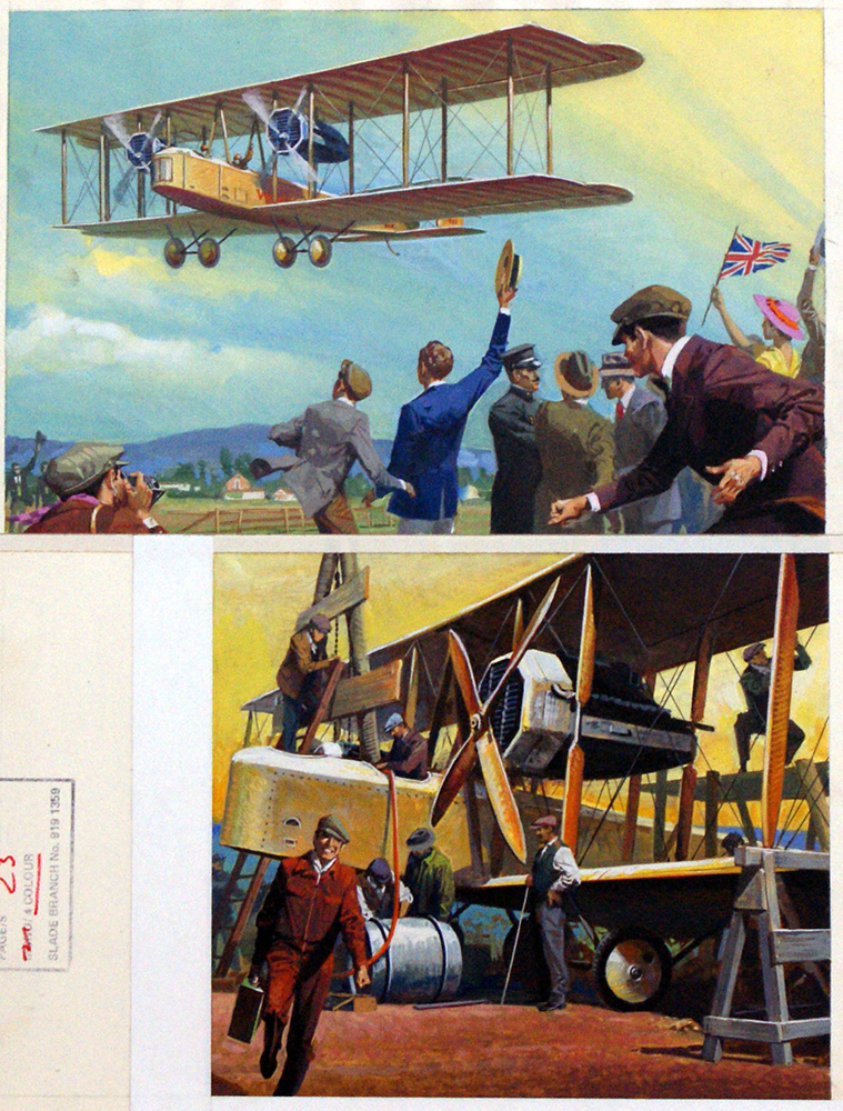 Alcock and Brown Transatlantic flight (Original) art by British History (Baraldi) at The Illustration Art Gallery
