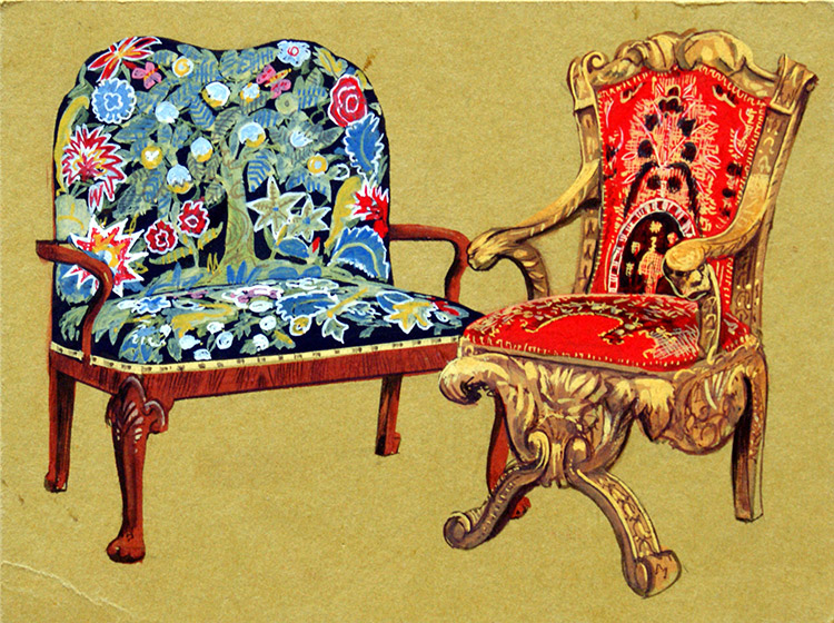 Decorative Chairs (Original) by Jesus Blasco at The Illustration Art Gallery