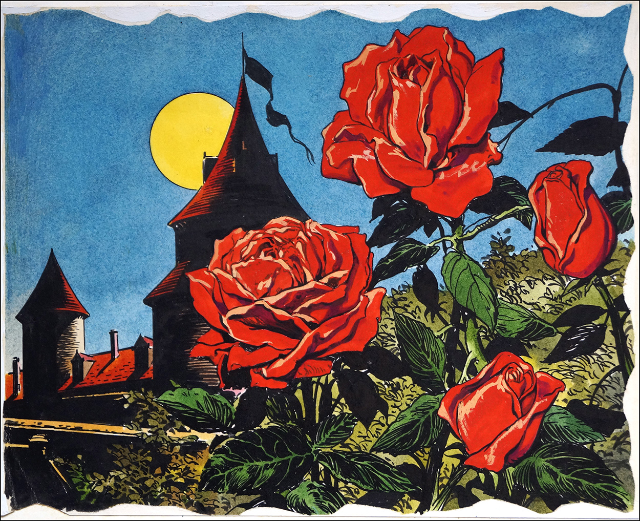 Sleeping Beauty - Red Roses (Original) art by Sleeping Beauty (Blasco) Art at The Illustration Art Gallery