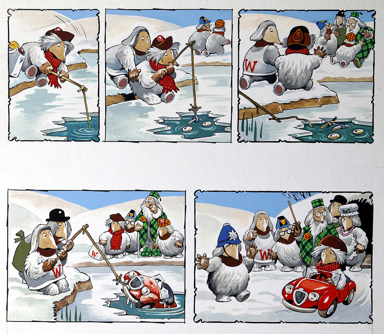 The Wombles - Go Fishing (Original) art by The Wombles (Blasco) Art at The Illustration Art Gallery