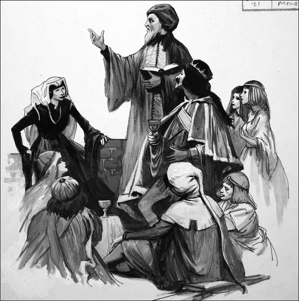 Chaucer Entertains the Court of Edward III (Original) (Signed) art by Literature (Ralph Bruce) at The Illustration Art Gallery
