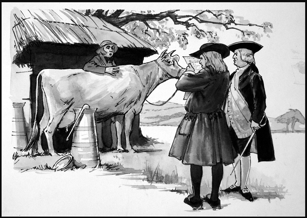 Cow On Trial (Original) art by British History (Ralph Bruce) at The Illustration Art Gallery