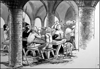 Eleventh Century Dining Hall art by Ralph Bruce