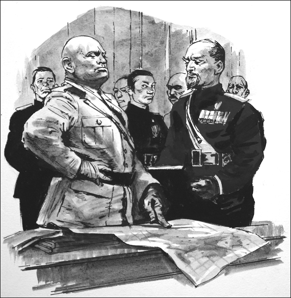 Mussolini Giving Orders (Original) (Signed) art by Ralph Bruce Art at The Illustration Art Gallery