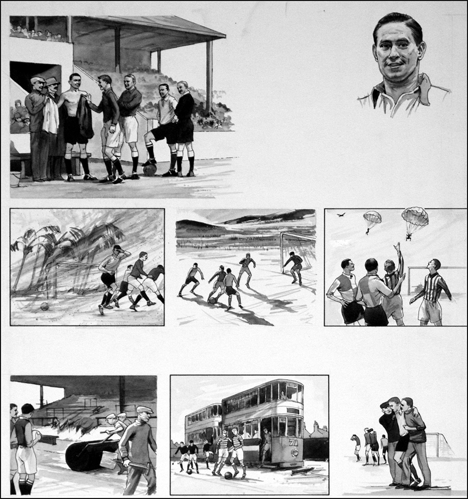 The Story of Soccer - Fighting to the Finish (Original) (Signed) art by Sport (Ralph Bruce) at The Illustration Art Gallery