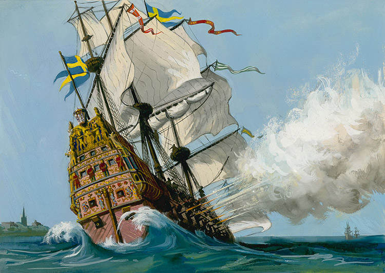 The Swedish Warship 'Vasa' (Original) by Ralph Bruce at The Illustration Art Gallery