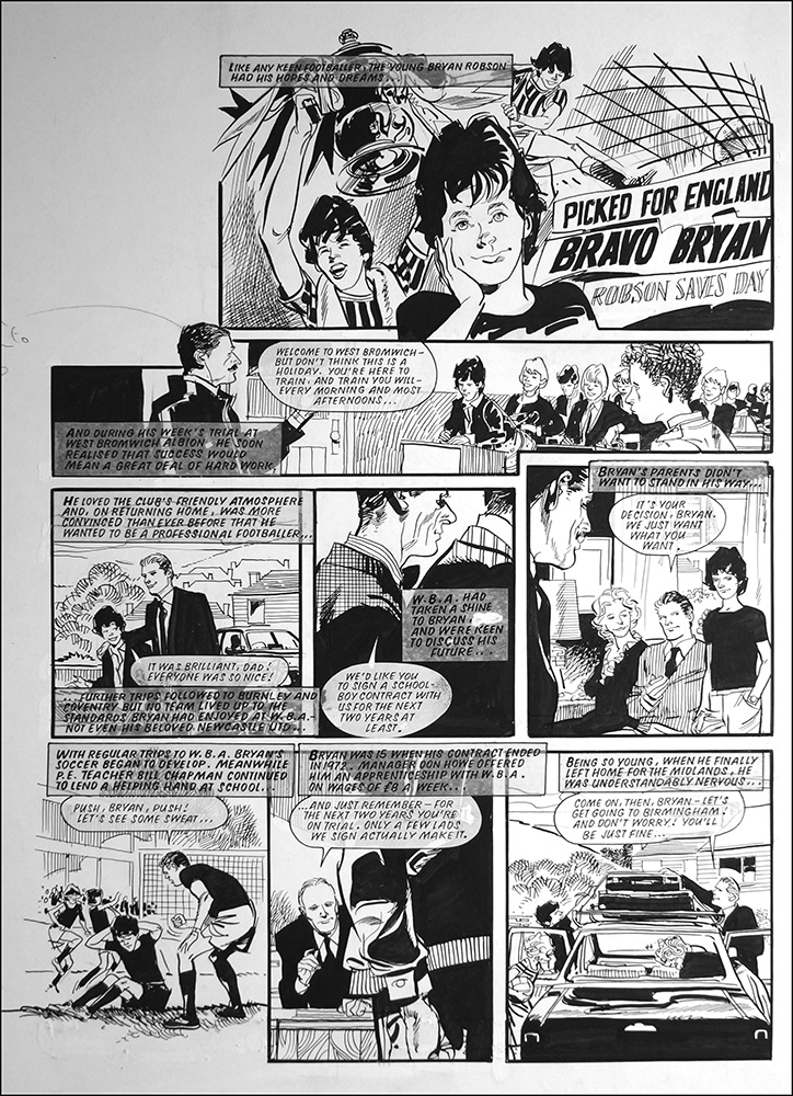 Bryan Robson Soccer Superstar Part 2 (TWO pages) (Originals) art by Other Art (John M Burns) at The Illustration Art Gallery