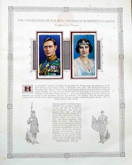Complete Set of 50 Coronation of HM King George VI and Queen Elizabeth (1937) Cigarette cards in album (1937)