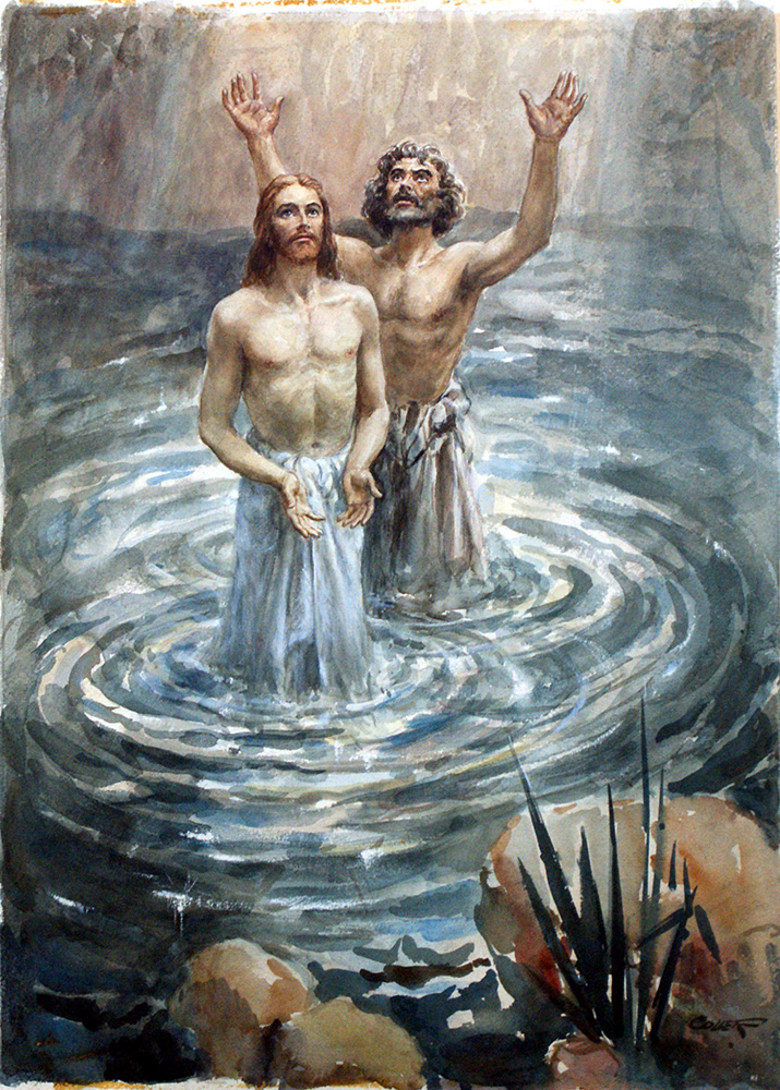 John the Baptist Baptises Jesus (Original) (Signed) art by Henry Coller at The Illustration Art Gallery