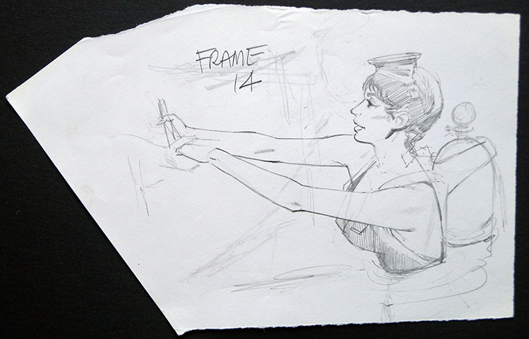 Modesty Blaise - Deep Dive Sketch (Original) by Modesty Blaise (Neville Colvin) at The Illustration Art Gallery
