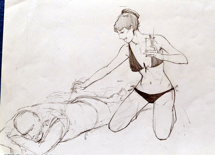 Modesty Blaise sketch 6 (Original) by Modesty Blaise (Neville Colvin) at The Illustration Art Gallery