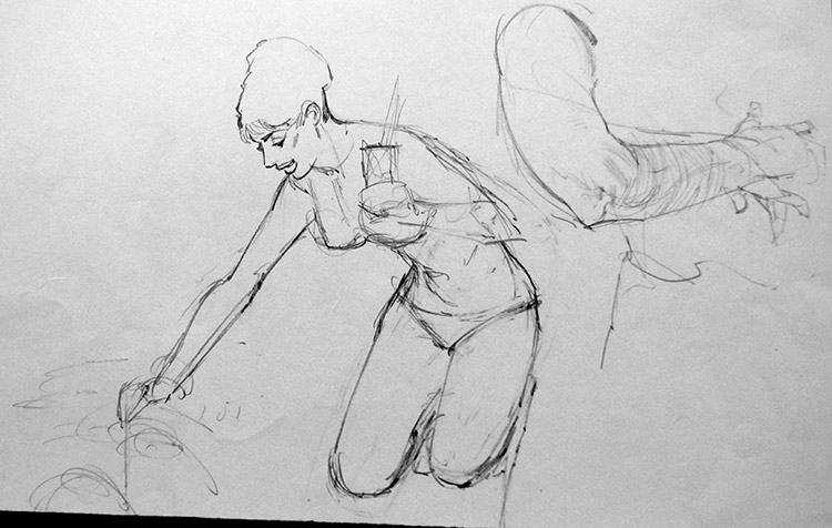 Modesty Blaise sketch 20 (Original) by Modesty Blaise (Neville Colvin) at The Illustration Art Gallery