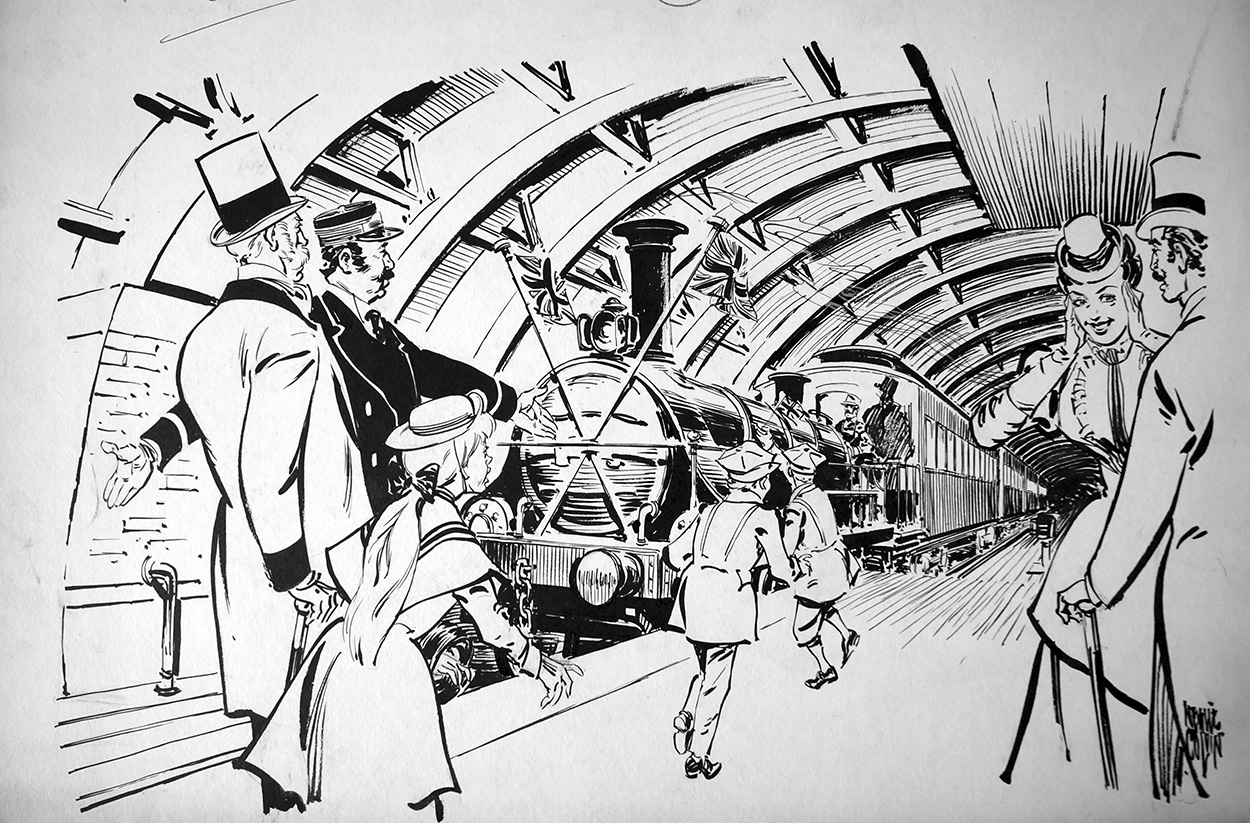 The First Underground Train (Original) (Signed) art by Magazine Illustrations (Colvin) at The Illustration Art Gallery