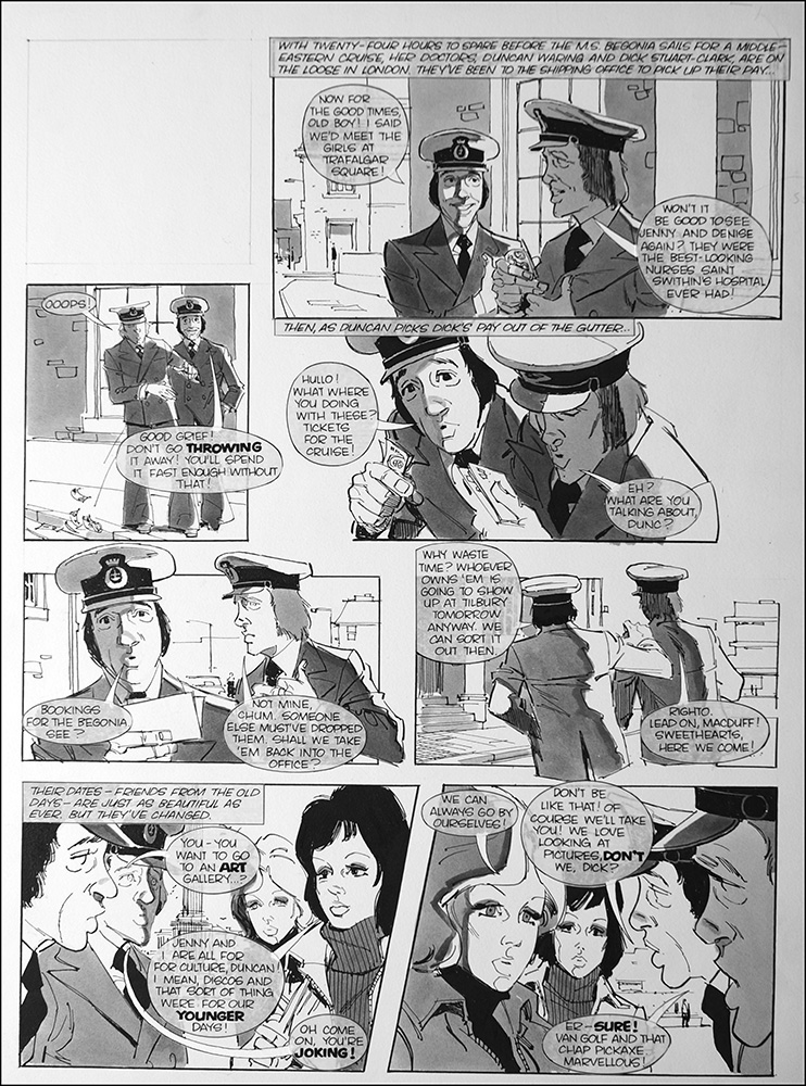 Doctor at Sea: Van Golf (TWO pages) (Originals) (Signed) art by John Cooper Art at The Illustration Art Gallery