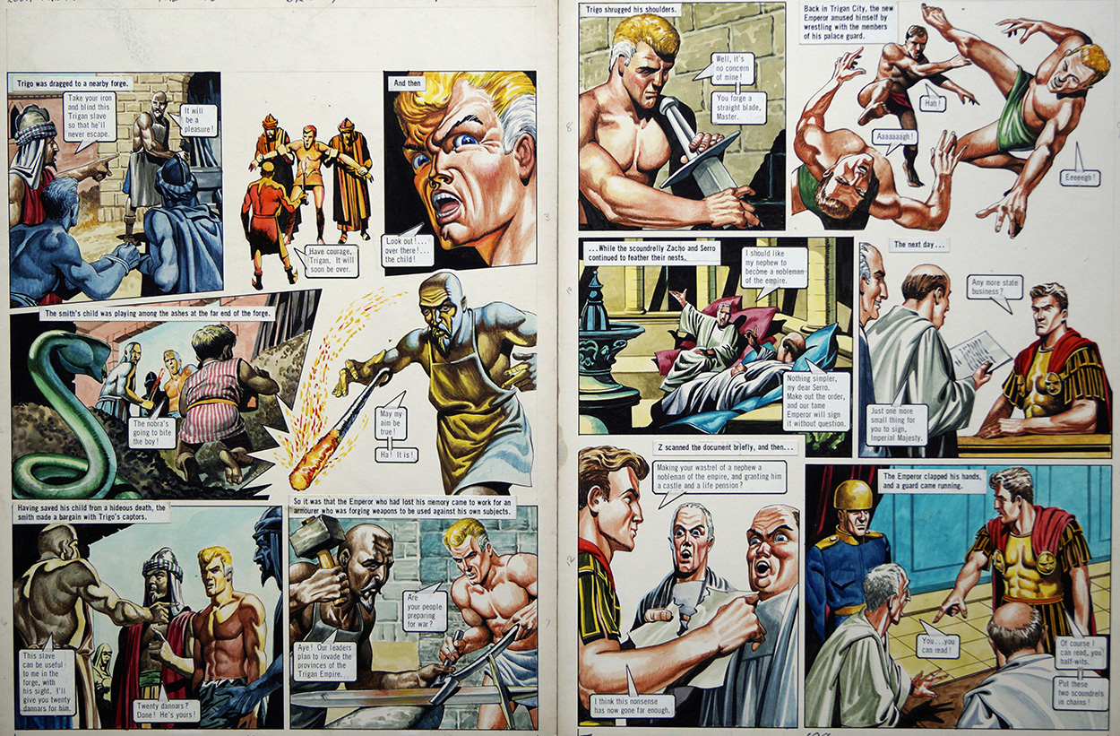 The Armourer from 'The Stone of Vorg' (TWO pages) (Originals) art by Philip Corke at The Illustration Art Gallery