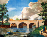 The Aqueduct on the Bridgewater Canal at Barton, 1761 (Original Macmillan Poster) (Print) art by Cornwell at The Illustration Art Gallery