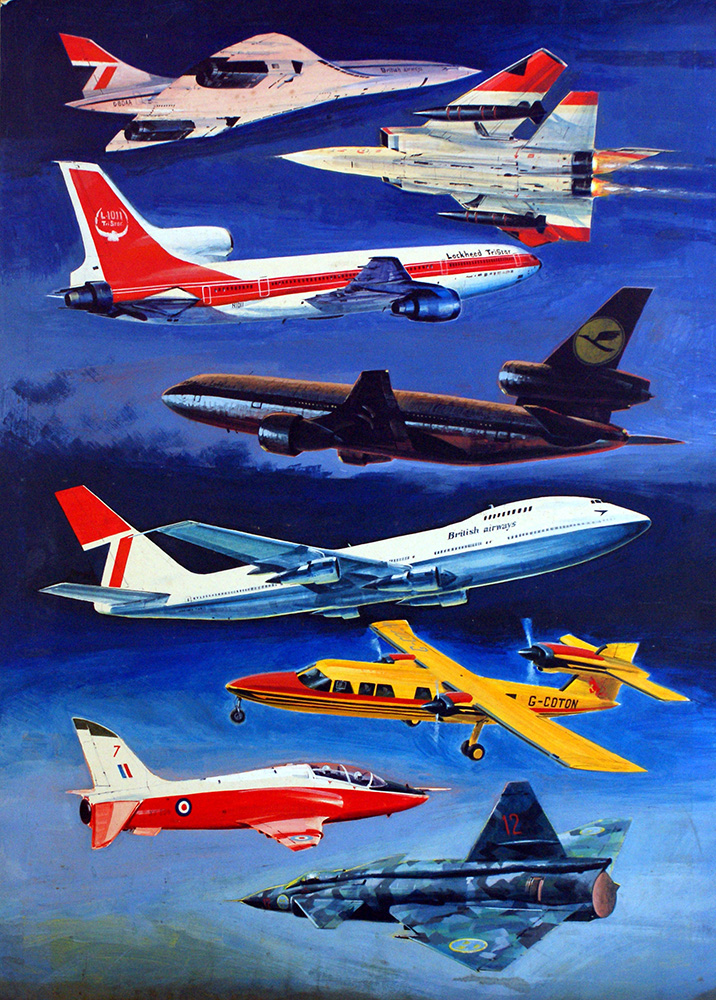 Civil and Military Aircraft Montage (Original) art by Graham Coton at The Illustration Art Gallery