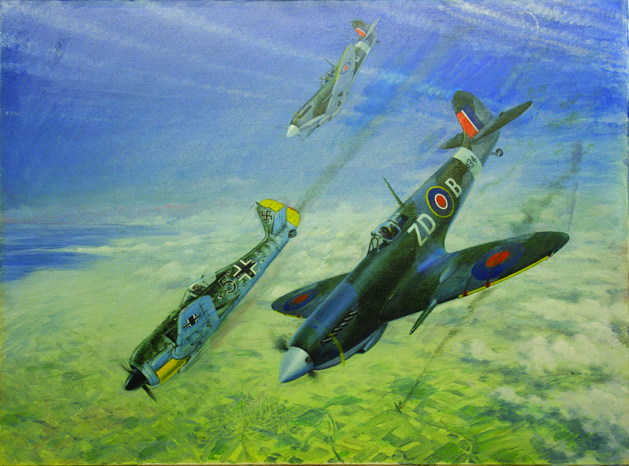 Dogfight during the Battle of Britain (Original) (Signed) art by Other Military Art (Coton) at The Illustration Art Gallery