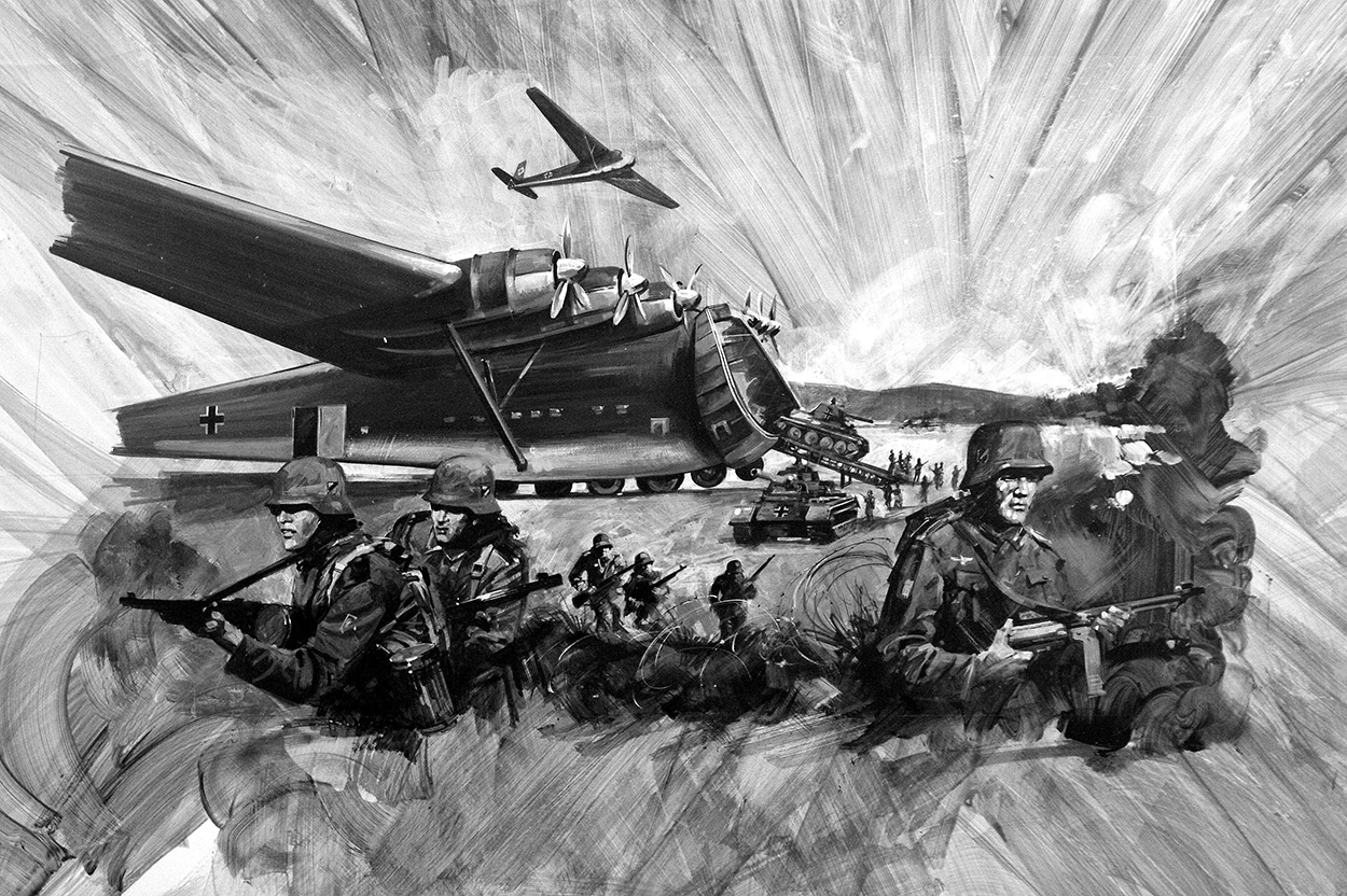 World War Two Aircraft - Germany's Gliding Giant (Original) art by Other Military Art (Coton) at The Illustration Art Gallery