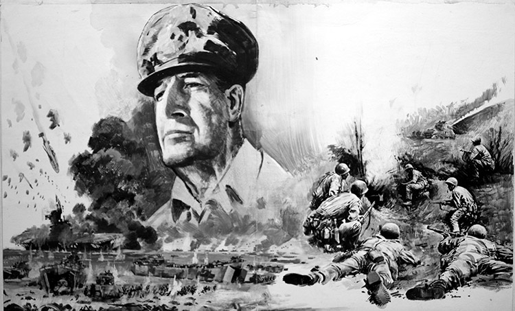 General Douglas MacArthur (Original) by Other Military Art (Coton) at The Illustration Art Gallery