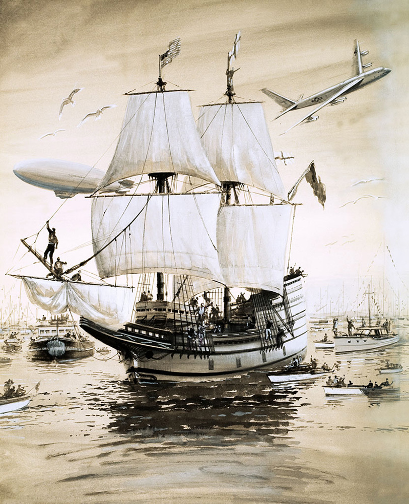 The Mayflower Sails Again (Original) art by Graham Coton at The Illustration Art Gallery