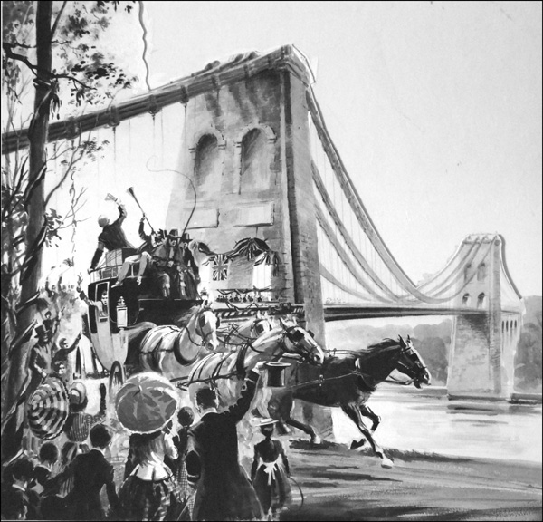 The Menai Bridge (Original) by Graham Coton at The Illustration Art Gallery
