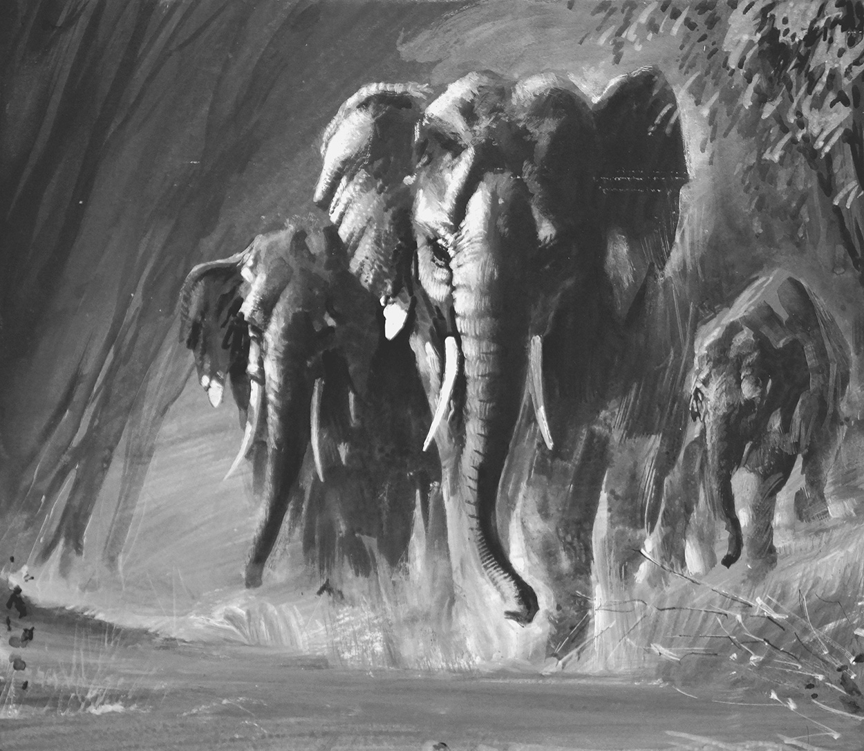 Elephants on Parade (Original) art by Graham Coton at The Illustration Art Gallery