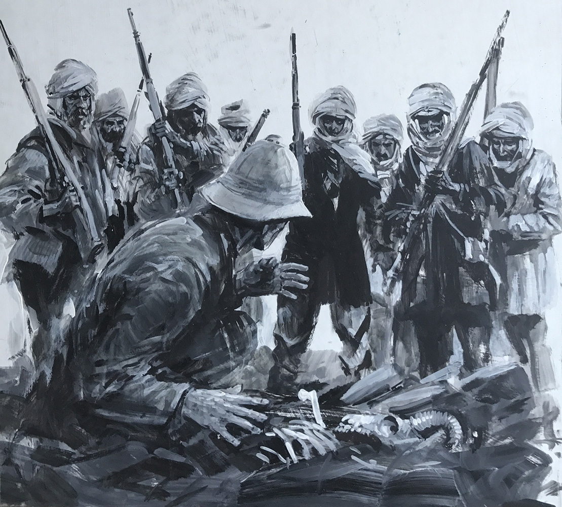 Victor Bayley was surrounded by Pathans and Warned (Original) art by Graham Coton at The Illustration Art Gallery