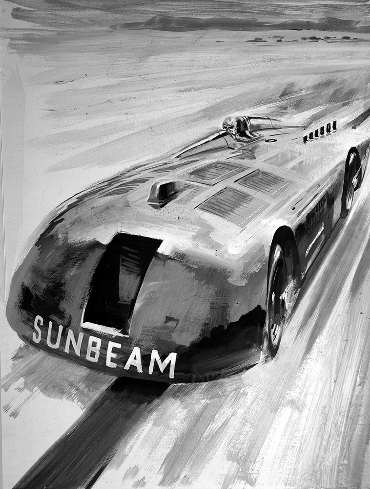 The Sunbeam and Henry Segrave break 200 M.P.H. (Original) art by Graham Coton at The Illustration Art Gallery