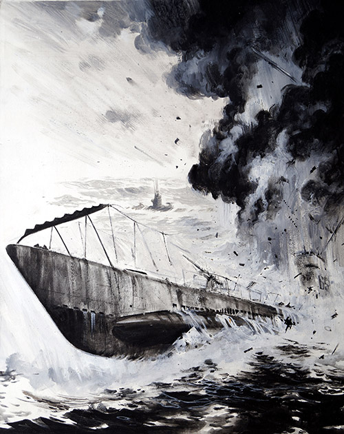 The Haunted U-Boat (Original) by Other Military Art (Coton) at The Illustration Art Gallery