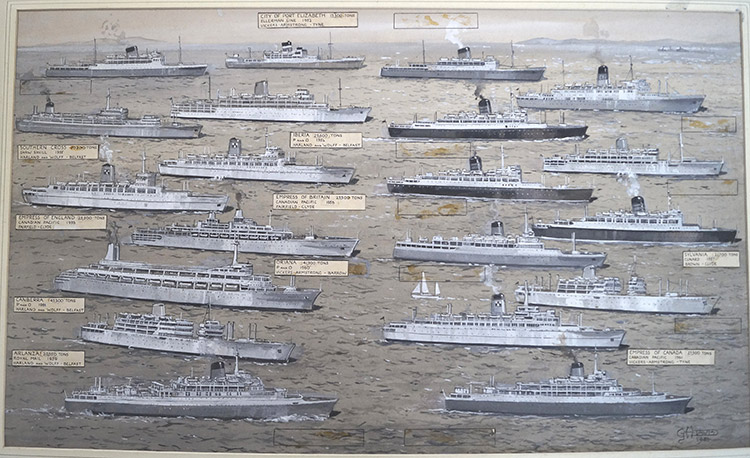 New Liner Types - The Illustrated London News (Original) (Signed) by G H Davis Art at The Illustration Art Gallery