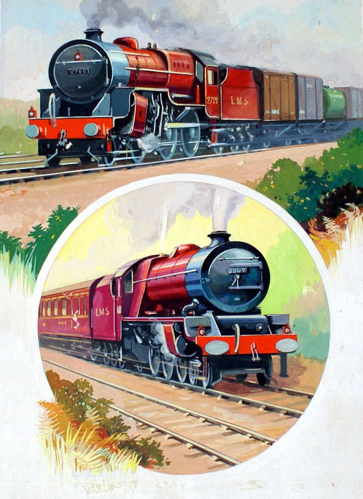 LMS No.2722 and LMS No.6207 Steam Engines (Original) art by Geoffrey Day at The Illustration Art Gallery