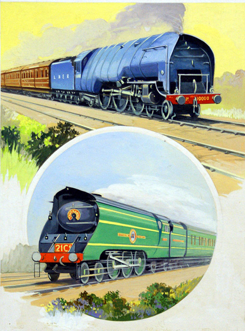 Streamlined Trains of the 1930s (Original) by Geoffrey Day at The Illustration Art Gallery