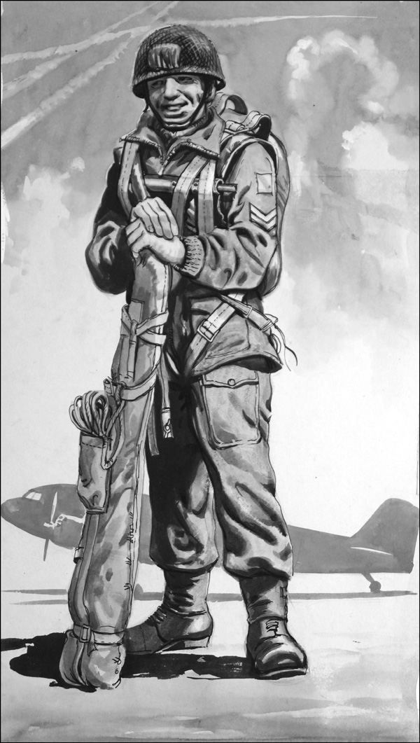 Paratrooper (Original) by Neville Dear at The Illustration Art Gallery