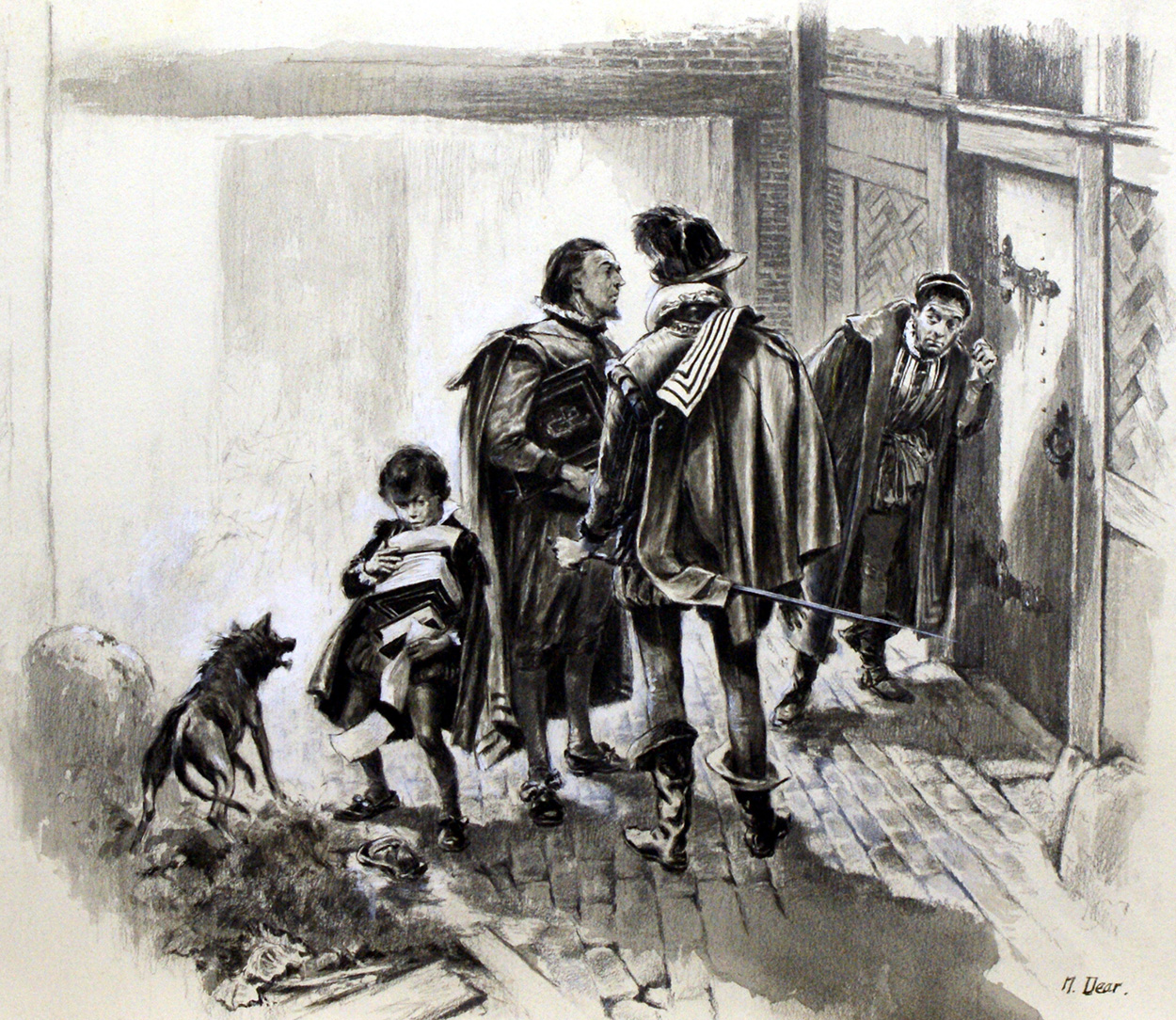 Tax Collectors Vainly Looking for William Shakespeare (Original) (Signed) art by Neville Dear at The Illustration Art Gallery