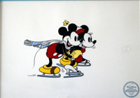 The Skating Lesson. Mickey and Minnie Mouse art by Disney Studio