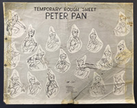 Disney's Peter Pan Used Ozalid- Sellotaped art by Disney Studio