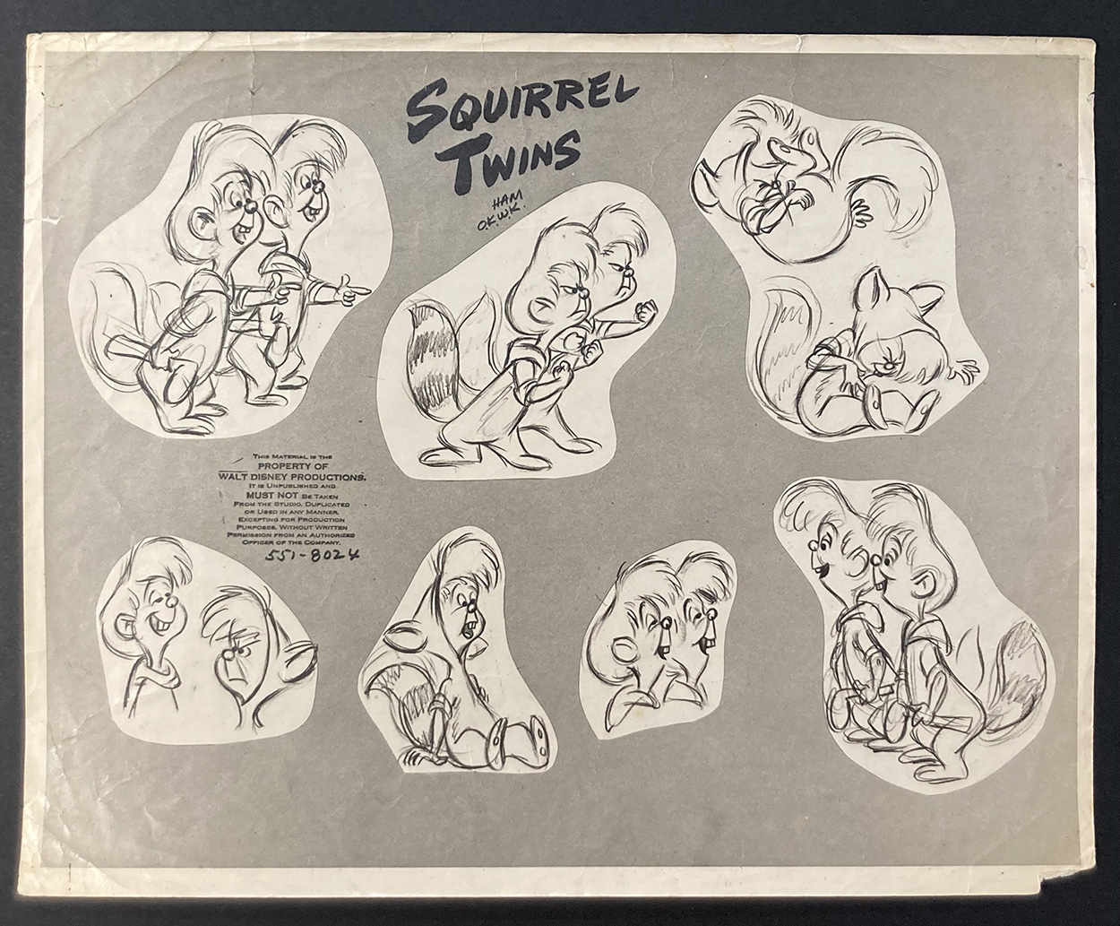 The Squirrel Twins, Lost Boys from Disney's Peter Pan (Ozalid) art by Disney Studio at The Illustration Art Gallery