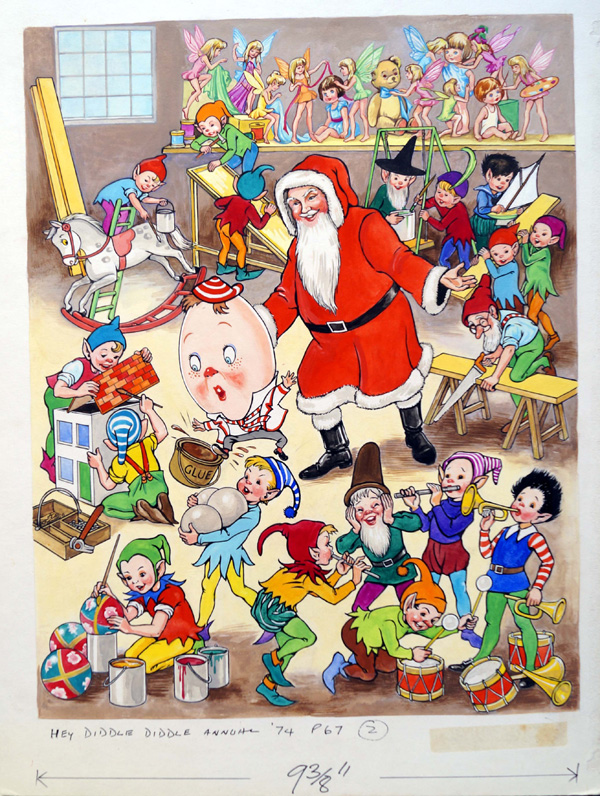 Hey Diddle Diddle - Santa's Workshop (Original) by John Donnelly Art at The Illustration Art Gallery