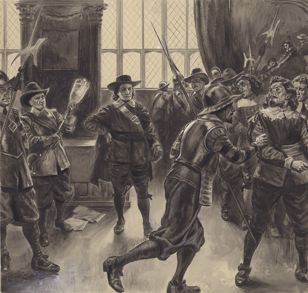 Cromwell dissolving Parliament (Original) (Signed) art by British History (Doughty) at The Illustration Art Gallery