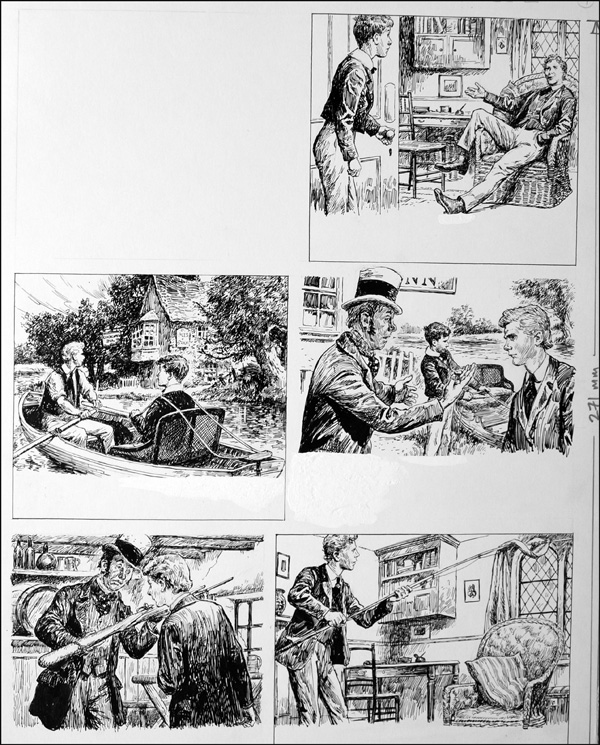 The Fifth Form at St. Dominic's - Fishing (TWO pages) (Originals) by St. Dominic's (Doughty) at The Illustration Art Gallery