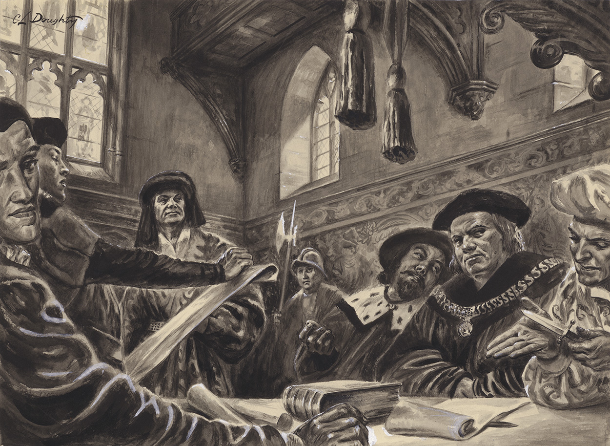 The Court of The Star Chamber (Original) (Signed) art by British History (Doughty) at The Illustration Art Gallery
