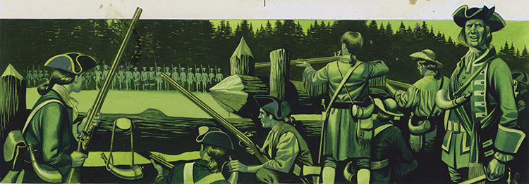 American Troops Defending a Stockade (Original) by American War of Independence (Ron Embleton) at The Illustration Art Gallery