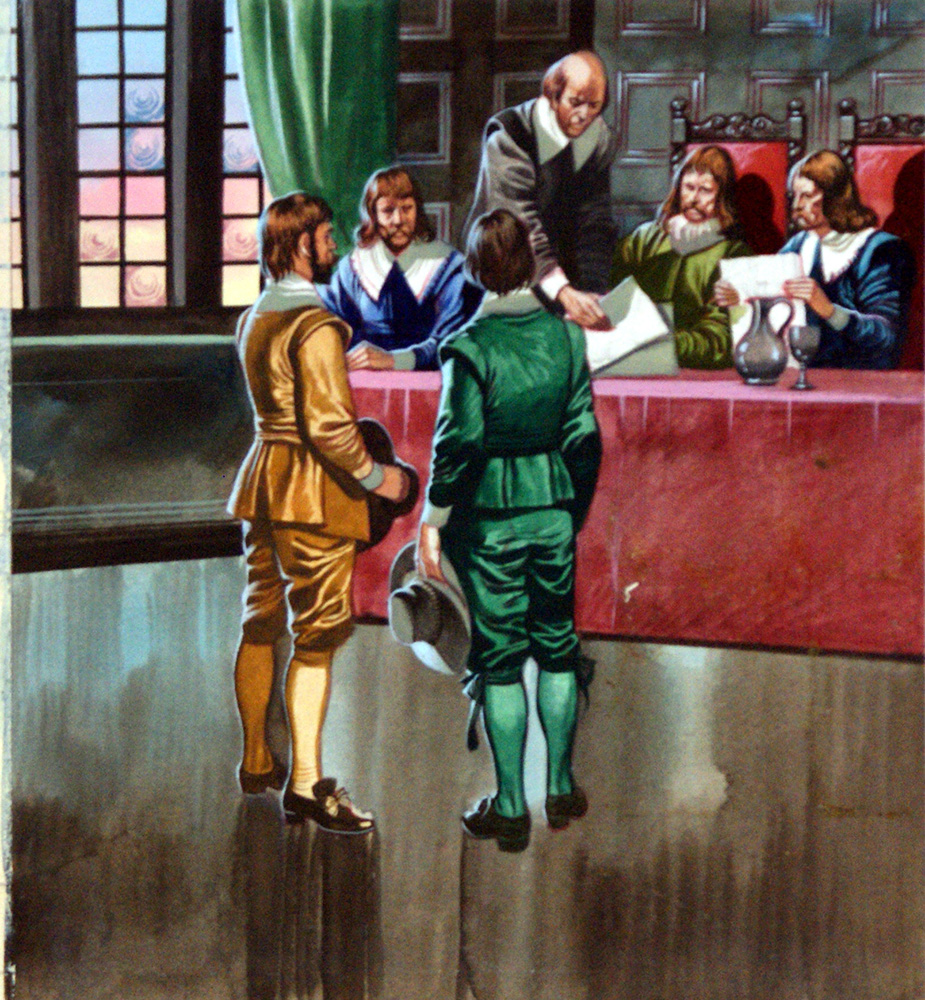 The Pilgrim Fathers Seek Permission to settle in Virginia (Original) art by American History (Ron Embleton) at The Illustration Art Gallery
