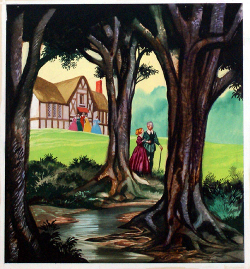 Belle and her Father walk in the Garden (Original) by Beauty and the Beast (Ron Embleton) at The Illustration Art Gallery