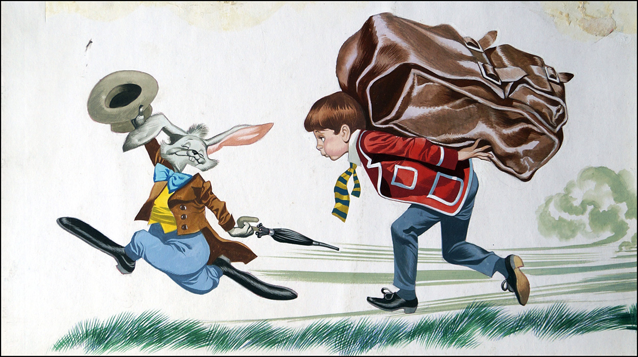 School Boy vs Hare (TWO pieces of art) (Originals) art by Ron Embleton Art at The Illustration Art Gallery